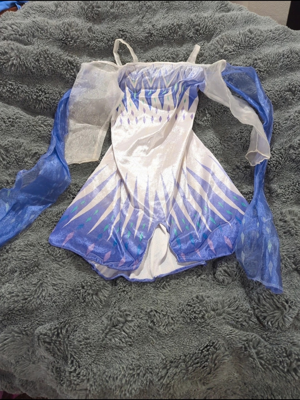 Disney Princess Frozen Elsa Girls Blue & White Sparkle Skater Costume Dress